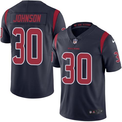 Nike Texans #30 Kevin Johnson Navy Blue Men's Stitched NFL Limited Rush Jersey